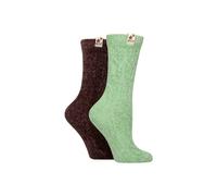 Elle Women's Chenile Boot Socks - Soft and Cosy Cable Knit in a Multipack of 2 for Walking, Hiking and the Outdoors Size 4-8 (UK, Numeric, 4, 8, Regular, Regular, Forager)