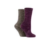 Elle 2 Pair Chenille Leisure Socks In Purple Purple 4-8