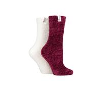 Elle 2 Pair Chenille Leisure Socks In Raspberry Raspberry 4-8