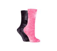 ELLE Women's 2 Pair Chenille Leisure Socks in Rose | Size: 4-8 Elle Rose 4-8