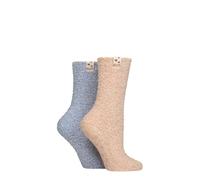 Elle Ladies Bed & Slipper Socks - Soft, Cosy & Warm in Many Colours for Home and Lounging, a Gift Idea for Christmas Pack of 2 Size 4-8 (UK, Numeric, 4, 8, Regular, Regular, Coral Blaze)