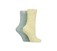 Elle 2 Pair Cosy Bed & Slipper Socks In Green Green 4-8