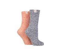 Elle 2 Pair Cosy Bed & Slipper Socks In Orange Orange 4-8