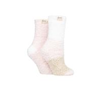 Elle 2 Pair Fluffy And Cosy Blissful Bed Time Socks In Mid Grey Mid Grey 4-8
