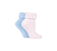 Elle 2 Pair Original Cosy Bed Socks In Mid Blue Mid Blue 4-8
