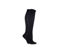 Elle 2 Pair Plain And Striped Cotton Knee Highs In Black Black 4-8