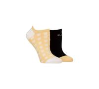 ELLE Women's 2 Pair Plain, Patterned & Striped Bamboo No Show Socks in Pale Orange | Size: 4-8 Elle Pale Orange 4-8
