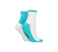Elle 2 Pair Sports Cushioned Ankle Socks In Aqua Aqua 4-8