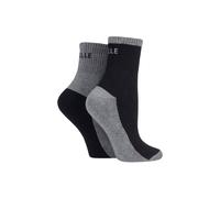 Elle 2 Pair Sports Cushioned Ankle Socks In Black Black 4-8