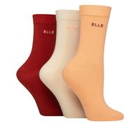 Elle 3 Pack Ladies Plain Cotton Socks - Soft Breathable Everyday Comfort Fit - 4-8 UK - Wild Poppy
