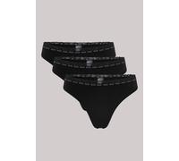 Elle 3 Pack Synthetic Rib Thong In Black Black L