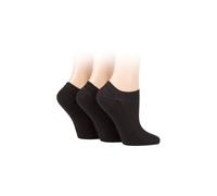 Elle 3 Pair Bamboo Ribbed No Show Socks In Black Black 4-8