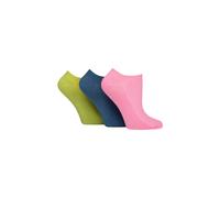 Elle Ladies No Show Socks - Soft Breathable Cooling Bamboo, Ribbed, Low, Trainer, Plain and Colourful in a Multipack of 3 Size 4-8 (UK, Numeric, 4, 8, Regular, Regular, Coastal Joy)