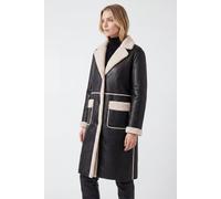 Elle Avery Longline Faux-Shearling Coat In Black Black
