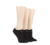 ELLE Cushioned No Show Socks - Ladies Soft Breathable Bamboo Invisible Low Cut Socks Multipack of 3 Black Plains, 4-8