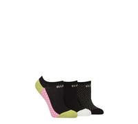 Elle Cushioned No Show Socks - Ladies Soft Breathable Bamboo Invisible Low Cut Socks Multipack of 3 (UK, Numeric, 4, 8, Regular, Regular, Wasabi Blush)