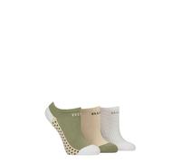 Elle Cushioned No Show Socks - Ladies Soft Breathable Bamboo Invisible Low Cut Socks Multipack of 3 (UK, Numeric, 4, 8, Regular, Regular, Khaki/Beige/White)