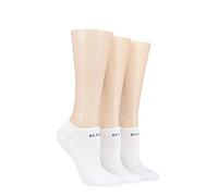 ELLE Cushioned No Show Socks - Ladies Soft Breathable Bamboo Invisible Low Cut Socks Multipack of 3 White Plains, 4-8