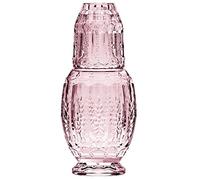 Elle Décor 310123PK Vintage Bedside Water Carafe with Tumbler - Elegant Pitcher and Matching Drinking Glass Doubles As Lid for Guest Room, Office-Makes A Gift, Pink