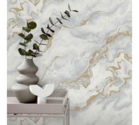 Elle Decoration 4 Mystic Spell Marble Wallpaper 10447-31 Light Grey/Gold