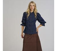 ELLE Get The Look Puff Sleeve Corset Shirt DENIM 2XL