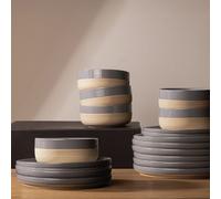 Elle Home Earthy 18 Piece Ceramic Dinner Set - Grey