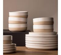 Elle Home Earthy 18 Piece Ceramic Dinner Set - White