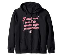 Elle I Don't Run But I Do Walk With Conviction Cursive Text Zip Hoodie