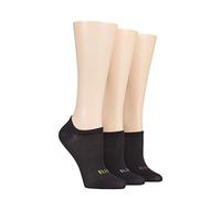ELLE Ladies 3 Pair Sport Mesh Bamboo No Show Socks - Black 4-8