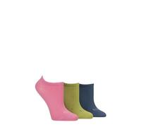 ELLE Ladies 3 Pair Sport Mesh Bamboo No Show Socks - White 4-8