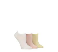 ELLE Ladies 3 Pair Sport Mesh Bamboo No Show Socks - White 4-8 (UK, Numeric, 4, 8, Regular, Regular, Parisian Rose)