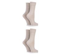 Elle Ladies Bamboo Fibre Socks - Plain, Striped & Patterned Casual Day to Day Socks in a Multipack of 4 Size 4-8 Neutrals 4-8