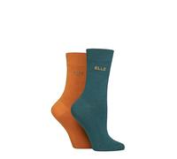 ELLE Ladies Bamboo Fibre Socks - Soft, Breathable & Cooling Plain Socks in a Multipack of 2 Pairs Sizes 4-8 Marmalade