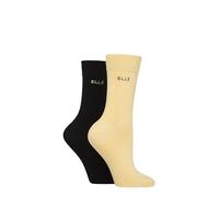 ELLE Ladies Bamboo Fibre Socks - Soft, Breathable & Cooling Plain Socks in a Multipack of 2 Pairs Sizes 4-8 (UK, Numeric, 4, 8, Regular, Regular, Daisy Dream)