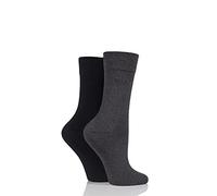 Elle Ladies Bamboo Fibre Socks - Soft, Breathable & Cooling Plain Socks in a Multipack of 2 Pairs Sizes 4-8 Grey