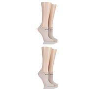 Elle Ladies Bamboo No Show Socks Pack of 4 Neutral 4-8