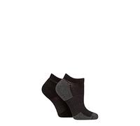 ELLE Ladies Bamboo Sheer Stripe Cushioned Heel and Toe No-Show Socks Pack of 2 Black 4-8