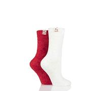 Elle Ladies Chenille Leisure Socks Pack of 2 Cranberry 4-8
