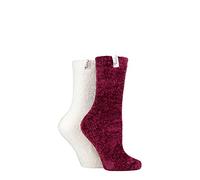 Elle Ladies Chenille Leisure Socks Pack of 2 (Raspberry Joy, 4-8)