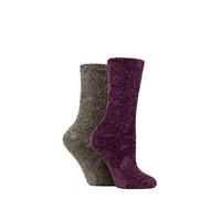 Elle Ladies Chenille Leisure Socks Pack of 2 Royal Purple 4-8