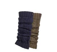 ELLE Ladies Chunky Leg Warmers - Winter Warm Cable Knit Patterned for Ballet, Dance or Casual Wear In One Size 2 Pairs Navy Khaki