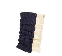 ELLE Ladies Chunky Leg Warmers - Winter Warm Cable Knit Patterned for Ballet, Dance or Casual Wear In One Size 2 Pairs Navy Cream