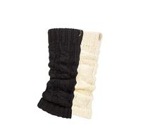 ELLE Ladies Chunky Leg Warmers - Winter Warm Cable Knit Patterned for Ballet, Dance or Casual Wear In One Size 2 Pairs Black Cream