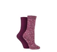 Elle Ladies Chunky Rib Cotton Boot Socks Pack of 2 Love Potion 4-8