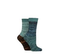 ELLE Ladies Cosy Soft Chunky Ribbed Plain Boot Socks in a Multipack of 2 Pairs For Walking, Hiking and Trekking in Assorted Colours Sizes 4-8 Storm