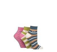 Elle Ladies Cotton Anklet Socks - Soft, Short, Plain, Striped & Patterned with Hand Linked Toes Multipack of 3 Size 4-8 (UK, Numeric, 4, 8, Regular, Regular, Coastal Joy Striped)