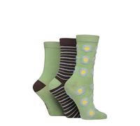 ELLE Ladies Feather Textured Socks - Patterned, Plain, Spotty and Striped Soft Breathable Bamboo in a Multipack of 3 Pairs Size 4-8 (UK, Numeric, 4, 8, Regular, Regular, Aster)