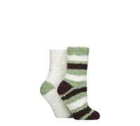 Elle Ladies Fluffy and Cosy Blissful Bed Time Socks Pack of 2 Forager 4-8