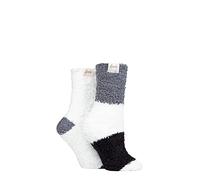 Elle Ladies Fluffy and Cosy Blissful Bed Time Socks Pack of 2 (Luna Grey Broad, 4-8)