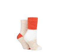 Elle Ladies Fluffy and Cosy Blissful Bed Time Socks Pack of 2 Rust 4-8